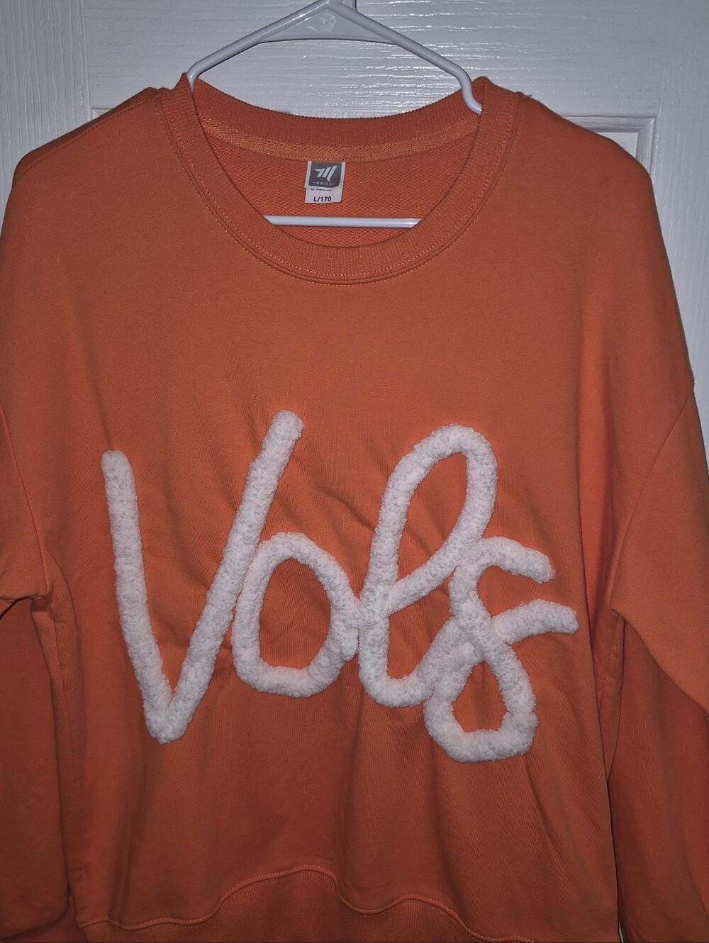 Tennessee Vols Orange Oversized Pullover Sweatshirt White Chenille Script Size L - Picture 4 of 4